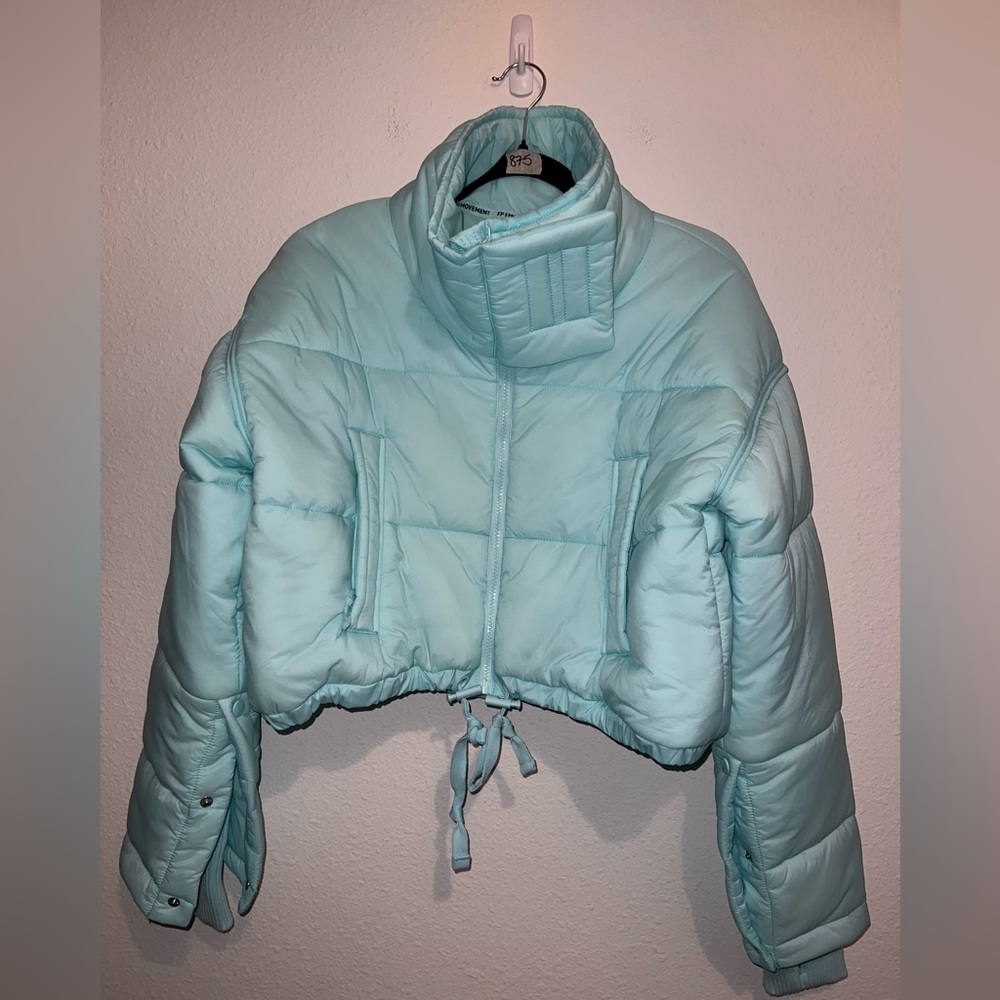 #875 Free People Movement High Frequency Cropped Puffer Jacket Small - Picture 5 of 9